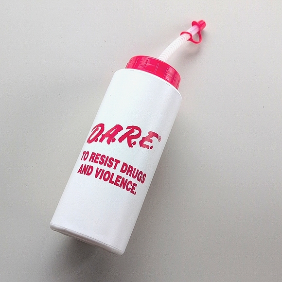 D.A.R.E. Vintage DARE White Water Bottle w/ Red letters - Picture 1 of 9